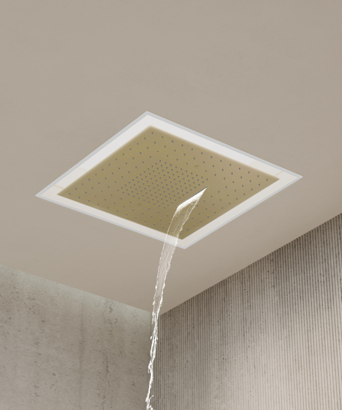 Set miscelatore termostatico doccia Wellness a LED Oro spazzolato - Sirius