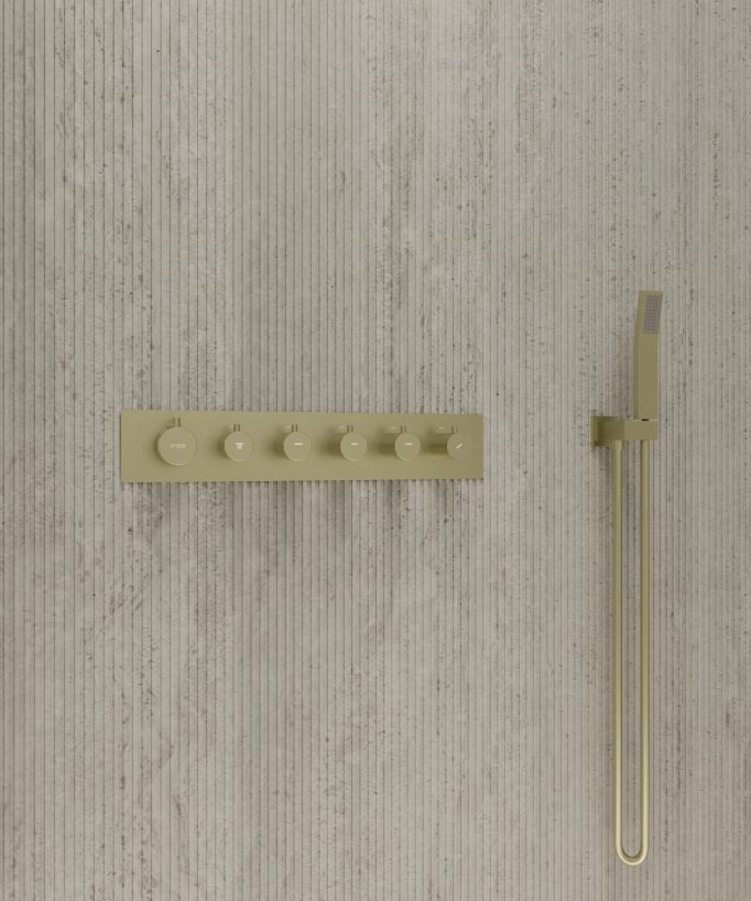 Set miscelatore termostatico doccia Wellness a LED Oro spazzolato - Sirius