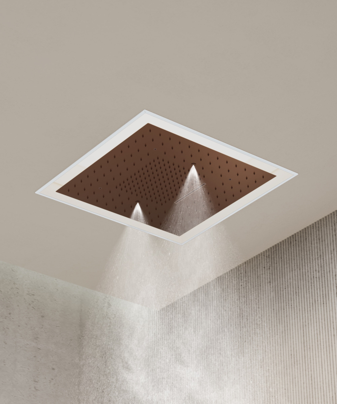 Set miscelatore termostatico doccia Wellness a LED Oro rosa spazzolato - Sirius