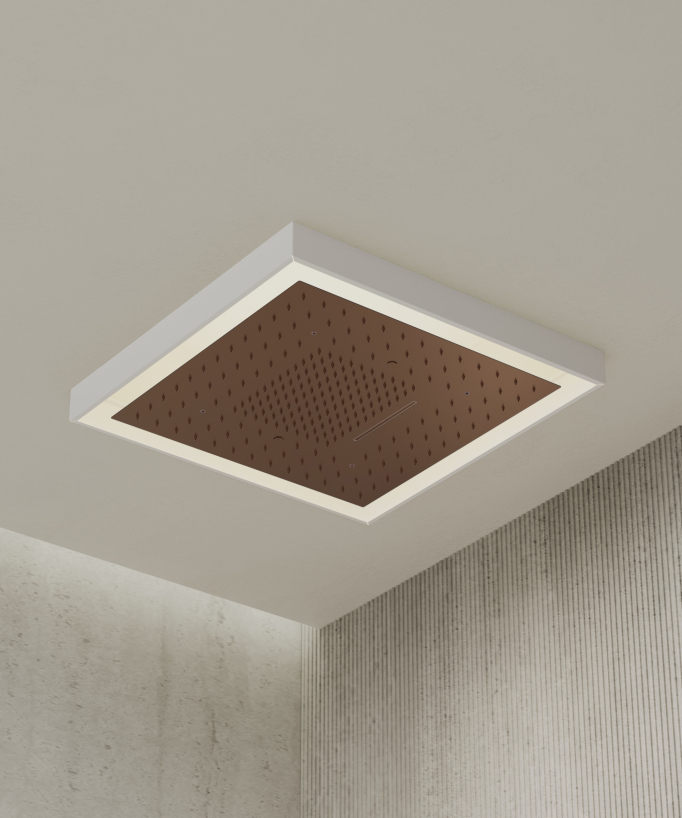 Set miscelatore termostatico doccia Wellness a LED Oro rosa spazzolato - Sirius