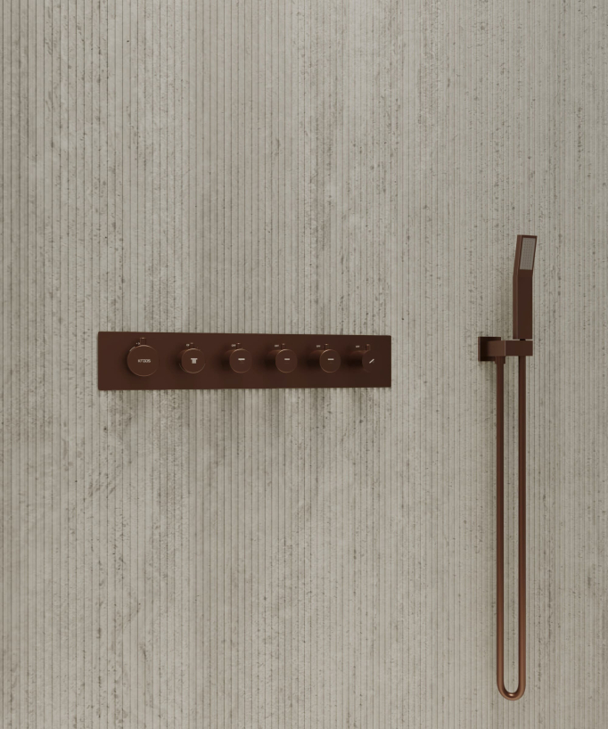 Set miscelatore termostatico doccia Wellness a LED Oro rosa spazzolato - Sirius