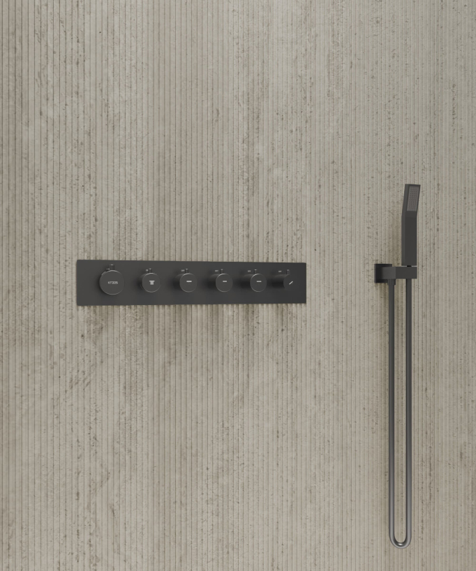 Set miscelatore termostatico doccia Wellness a LED Gun metal - Sirius