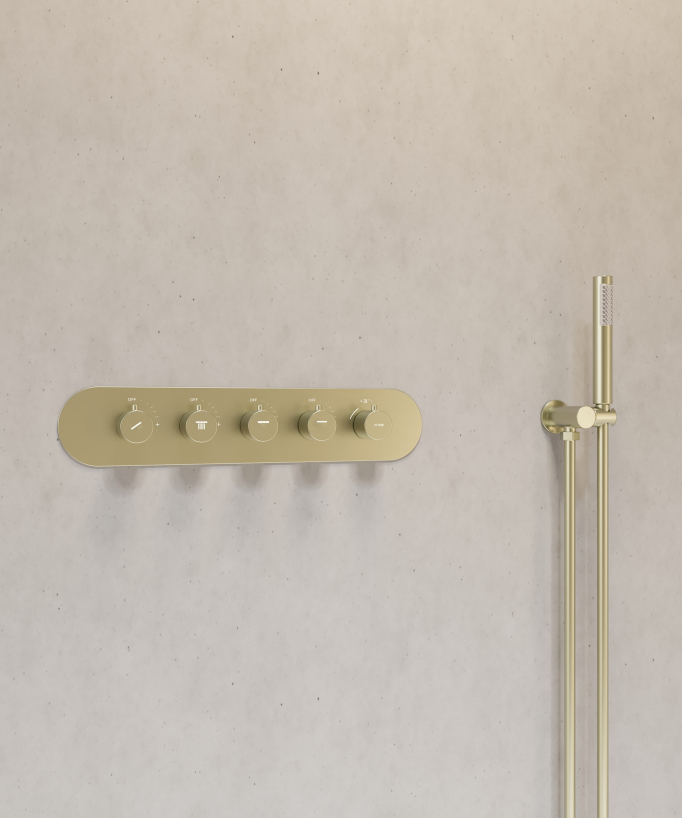 Set miscelatore termostatico doccia Wellness a LED Oro spazzolato - Corbeau