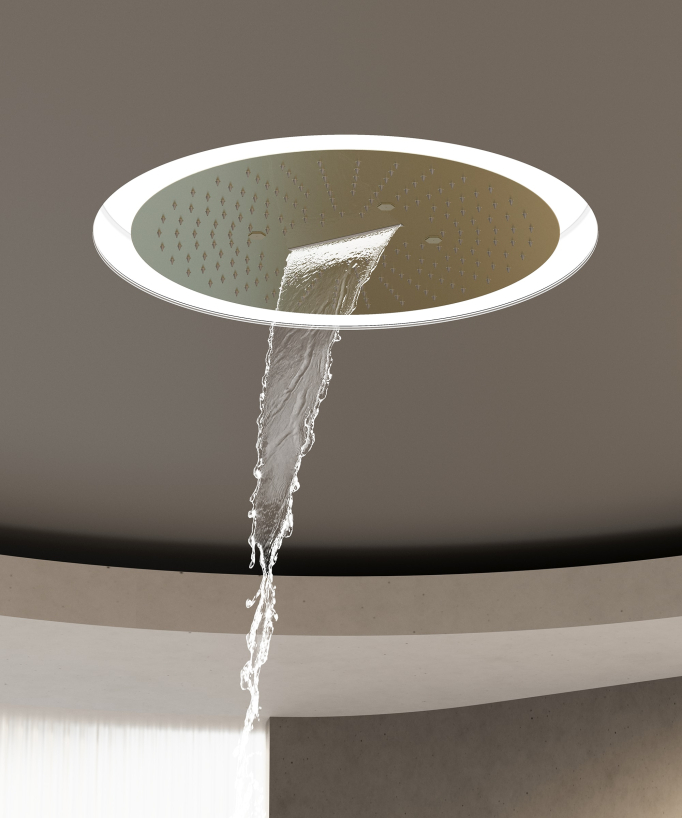 Set miscelatore termostatico doccia Wellness a LED Oro spazzolato - Corbeau