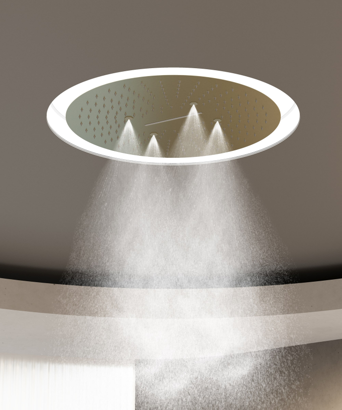 Set miscelatore termostatico doccia Wellness a LED Oro spazzolato - Corbeau