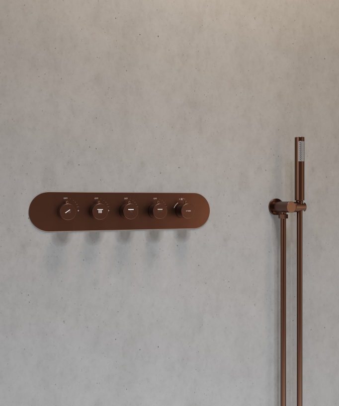 Set miscelatore termostatico doccia Wellness a LED Oro rosa spazzolato - Corbeau