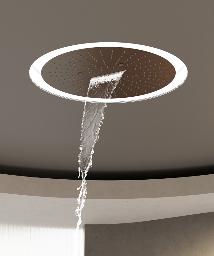 Set miscelatore termostatico doccia Wellness a LED Oro rosa spazzolato - Corbeau