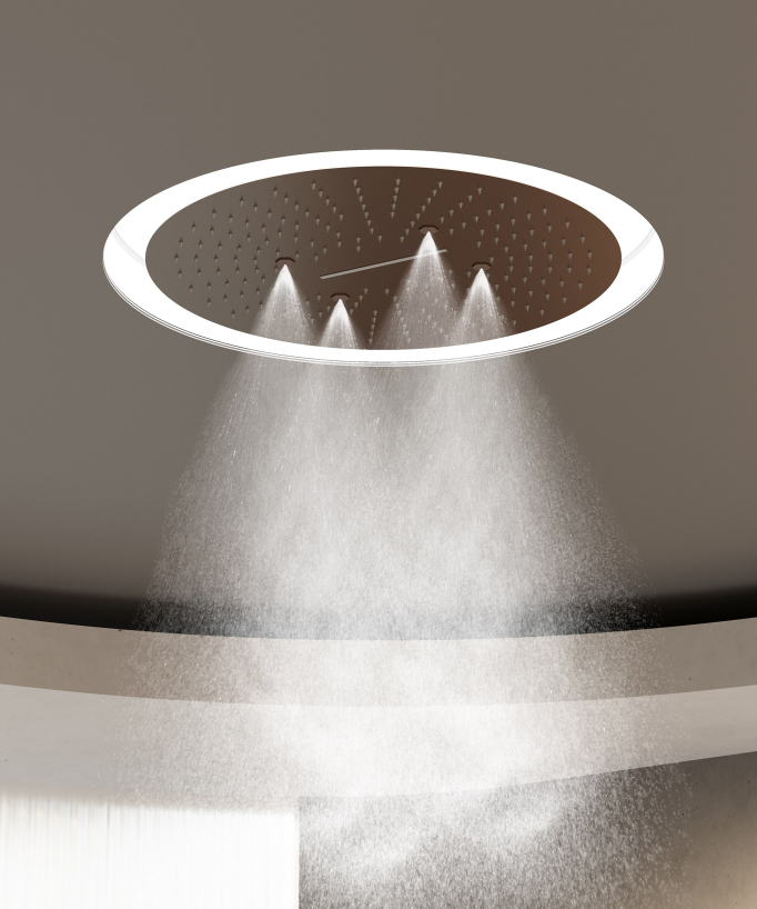 Set miscelatore termostatico doccia Wellness a LED Oro rosa spazzolato - Corbeau