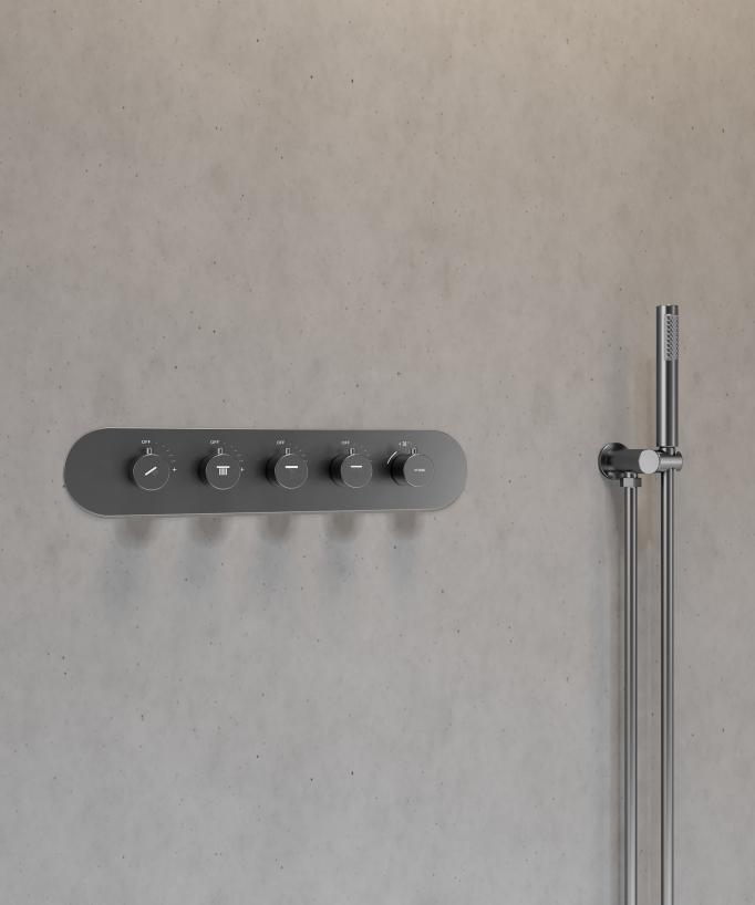 Set miscelatore termostatico doccia Wellness a LED Gun metal - Corbeau