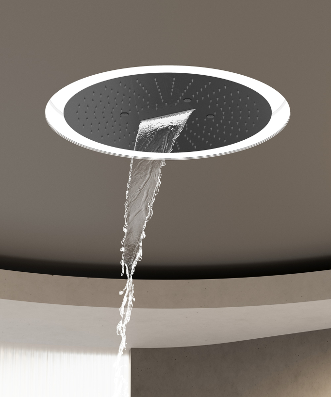 Set miscelatore termostatico doccia Wellness a LED Gun metal - Corbeau