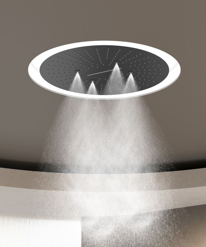 Set miscelatore termostatico doccia Wellness a LED Gun metal - Corbeau