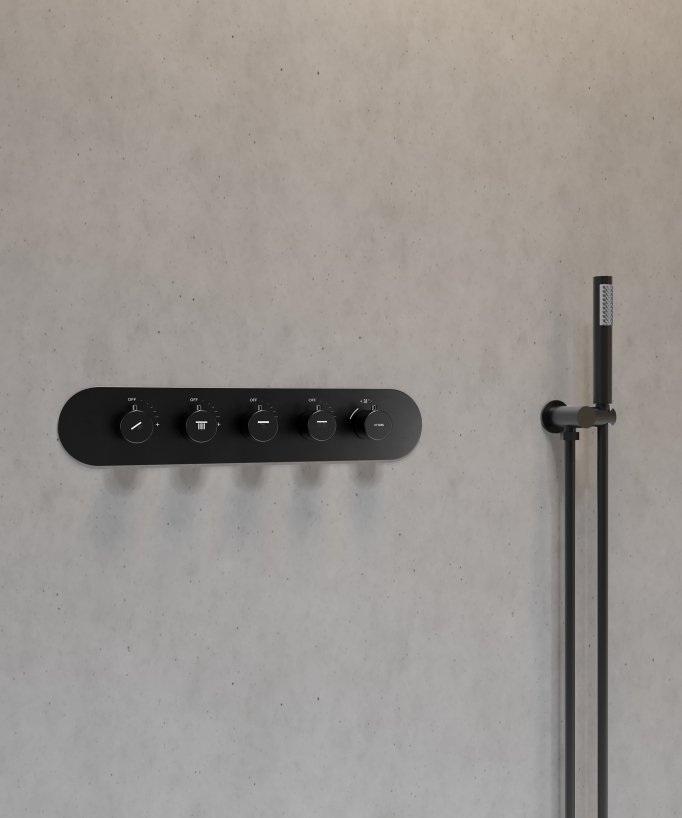 Set miscelatore termostatico doccia Wellness a LED Nero - Corbeau