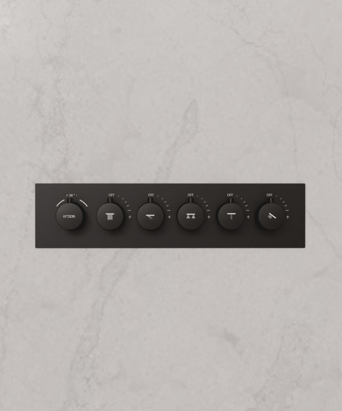 Pannello doccia termostatico con soffione a LED 800x600 mm - Nero