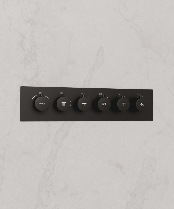 Pannello doccia termostatico con soffione a LED 800x600 mm - Nero
