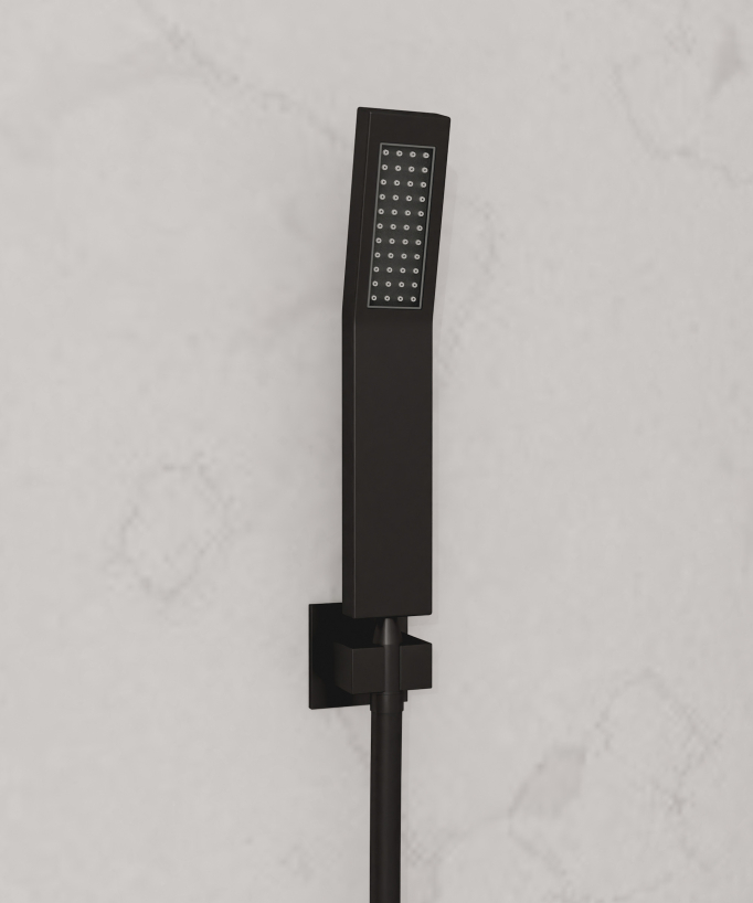 Pannello doccia termostatico con soffione a LED 800x600 mm - Nero