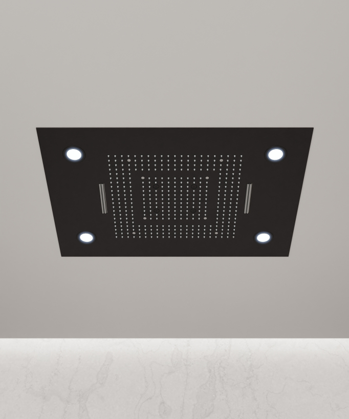 Pannello doccia termostatico con soffione a LED 800x600 mm - Nero