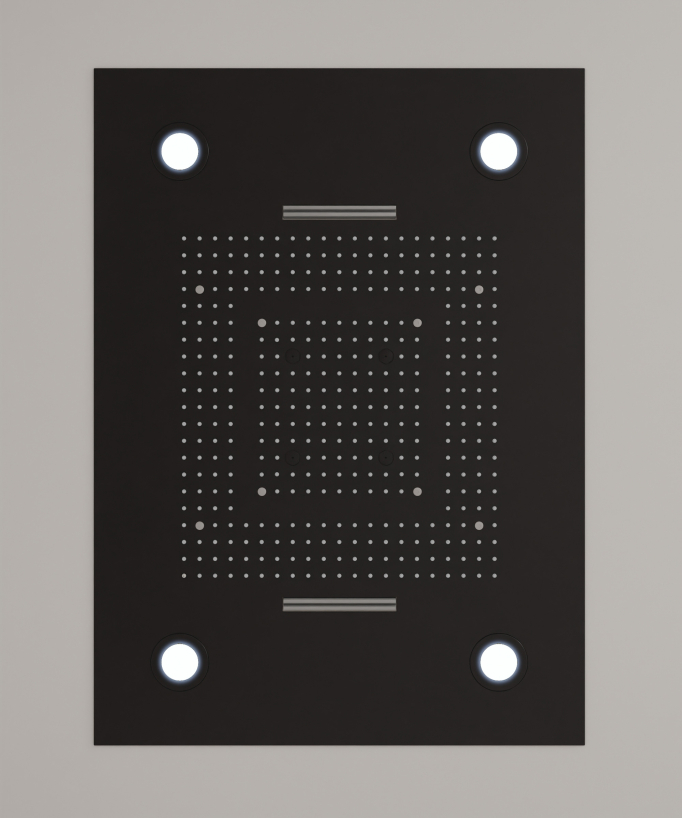 Pannello doccia termostatico con soffione a LED 800x600 mm - Nero