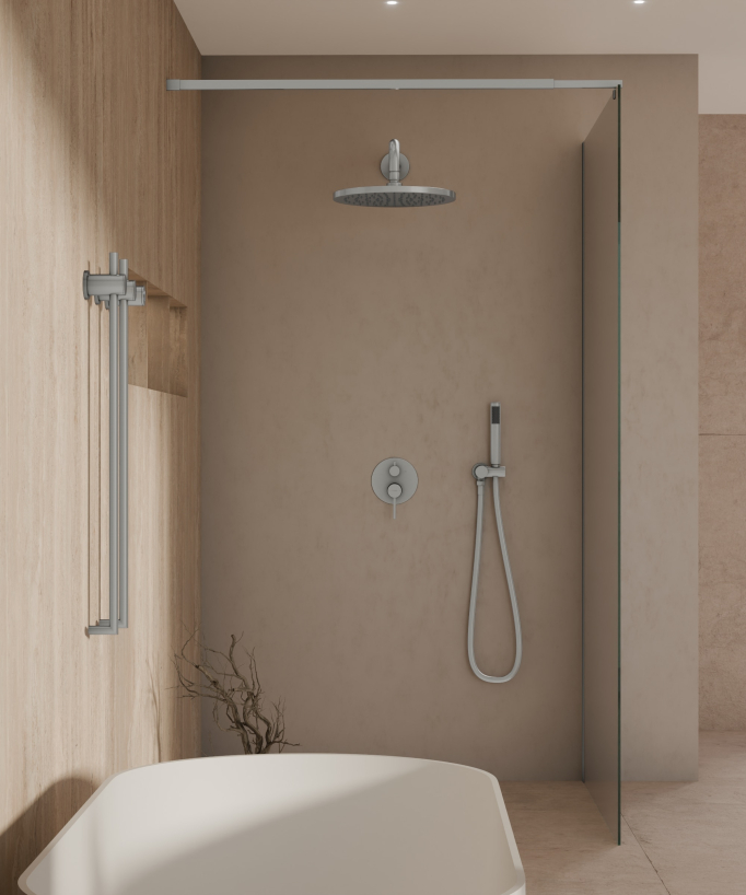 Scaldasalviette elettrico nichel spazzolato 2 barre