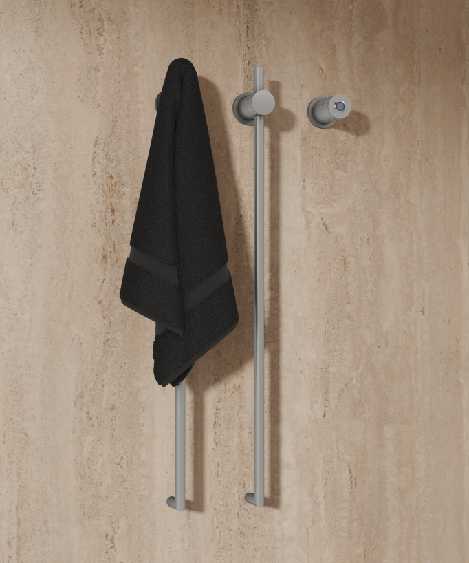 Scaldasalviette elettrico nichel spazzolato 2 barre
