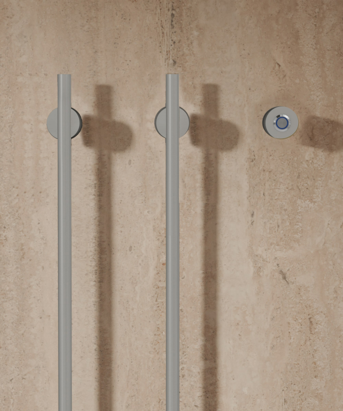 Scaldasalviette elettrico nichel spazzolato 2 barre