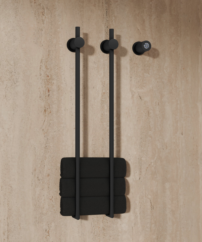 Scaldasalviette elettrico nero 2 barre