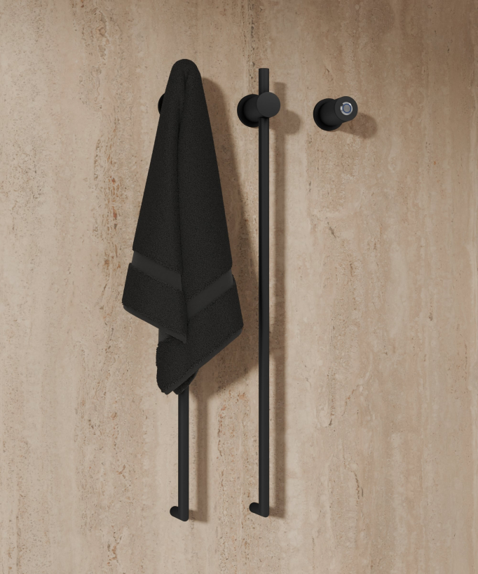 Scaldasalviette elettrico nero 2 barre
