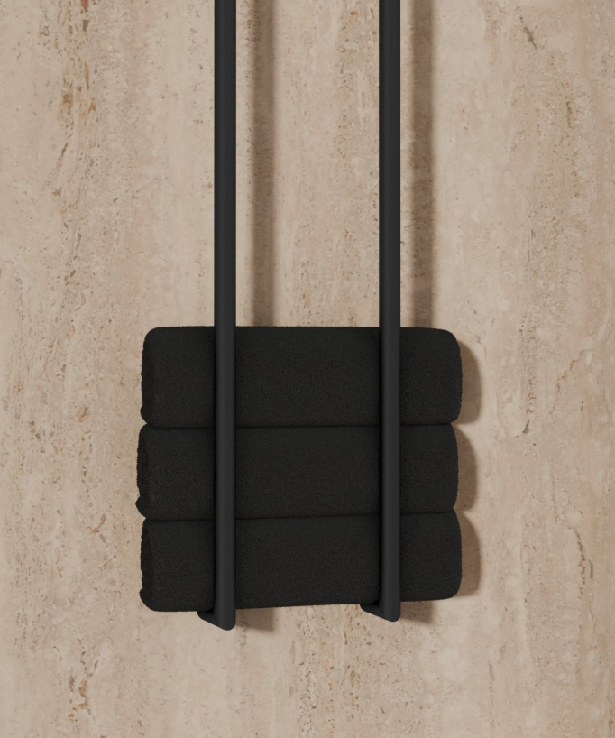 Scaldasalviette elettrico nero 2 barre