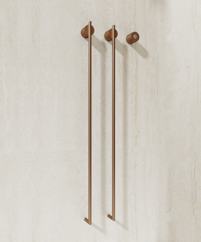 Scaldasalviette elettrico oro rosa spazzolato 2 barre - small