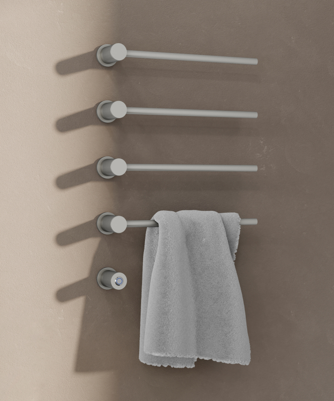 Sèche serviettes électrique moderne 4 barres - Nickel brossé