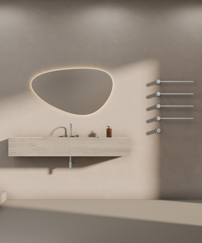 Sèche serviettes électrique moderne 4 barres - Nickel brossé