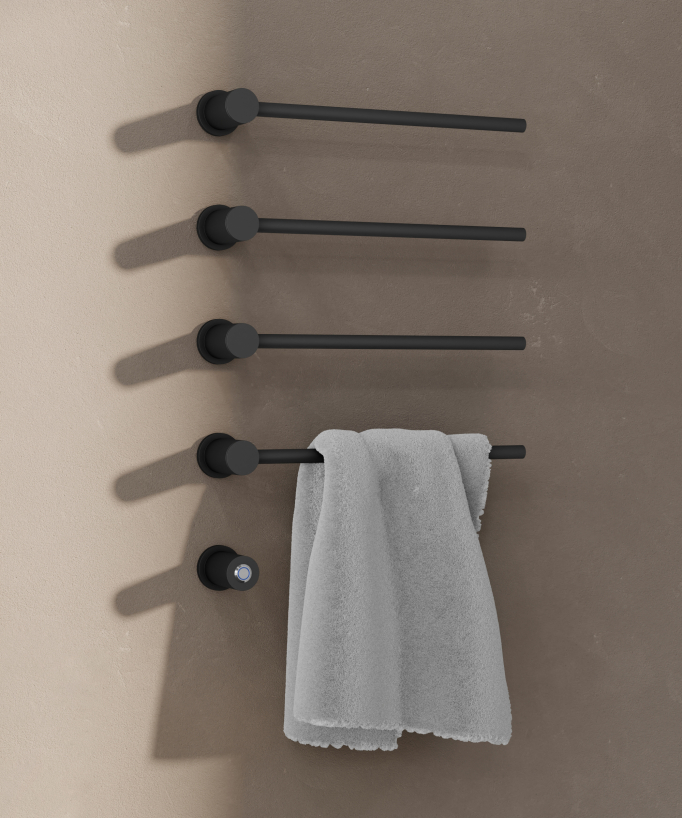 Scaldasalviette elettrico moderno 4 barre - nero