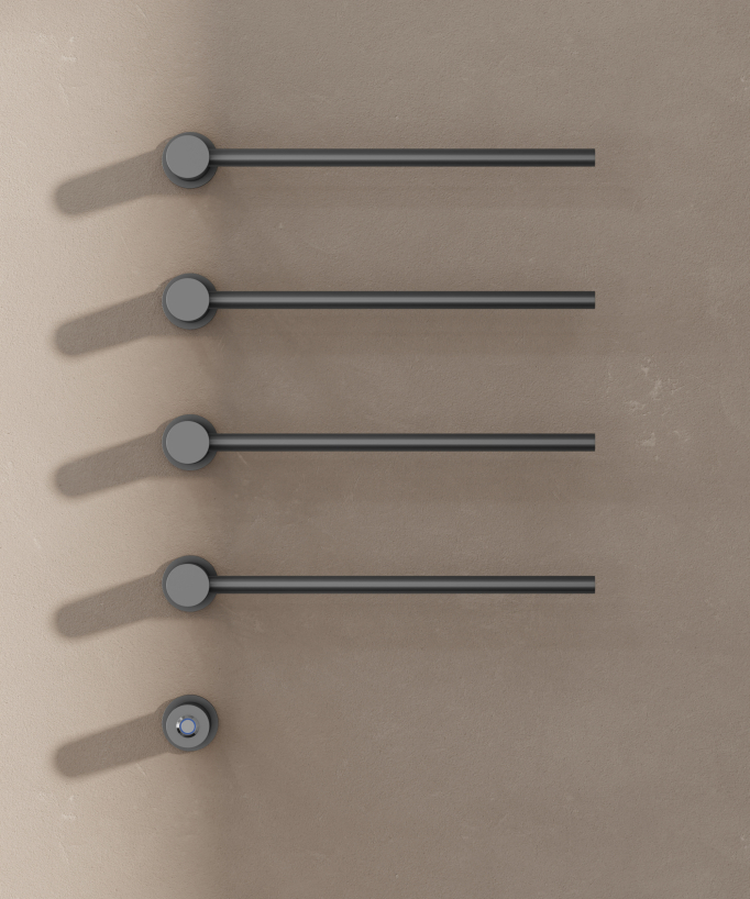 Scaldasalviette elettrico moderno 4 barre - gunmetal