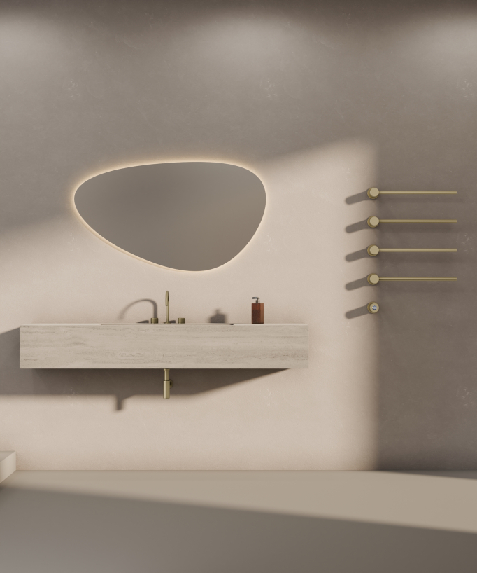 Scaldasalviette elettrico moderno 4 barre - oro spazzolato