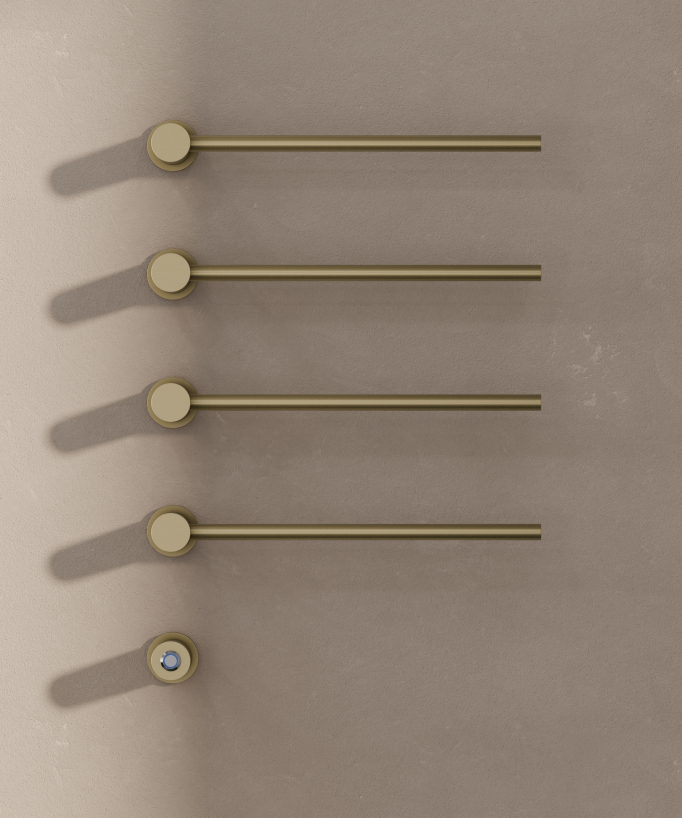 Scaldasalviette elettrico moderno 4 barre - oro spazzolato