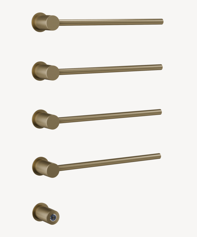 Scaldasalviette elettrico moderno 4 barre - oro spazzolato