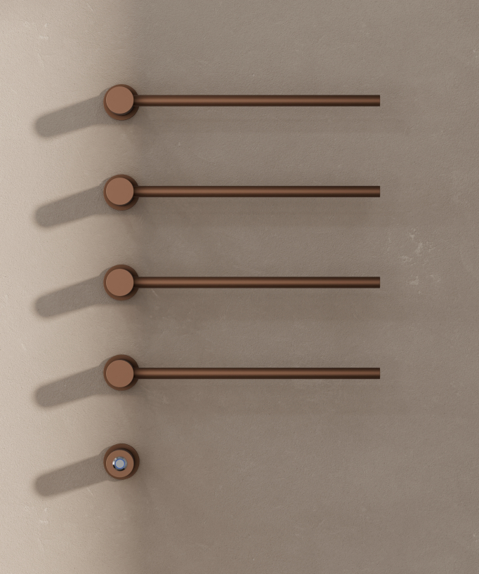 Sèche serviettes électrique moderne 4 barres - Or rose brossé