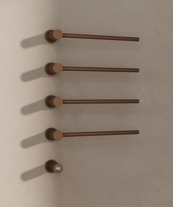 Sèche serviettes électrique moderne 4 barres - Or rose brossé