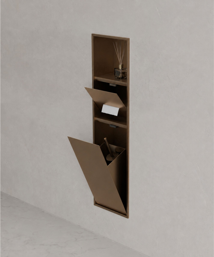 Nicchia WC da incasso con scomparti - Bronzo