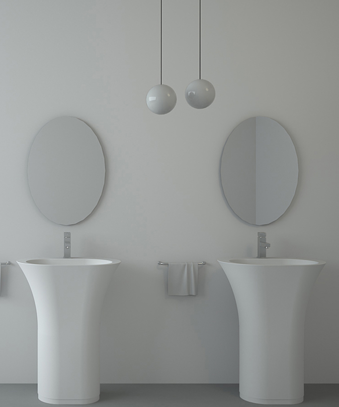 Lavabo totem ovale bianco opaco - Madingo