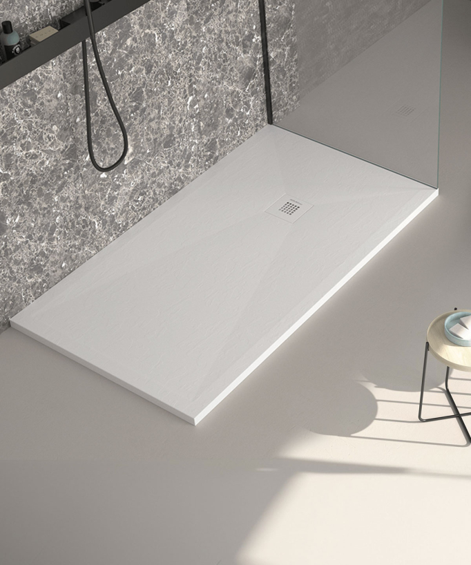Receveur de douche Blanc finition ardoise Stone Plus, grille de couleur