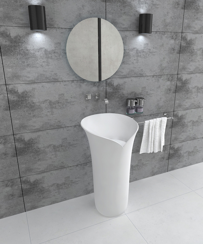 Lavabo a colonna rotondo Bianco opaco - Pointe-Noire