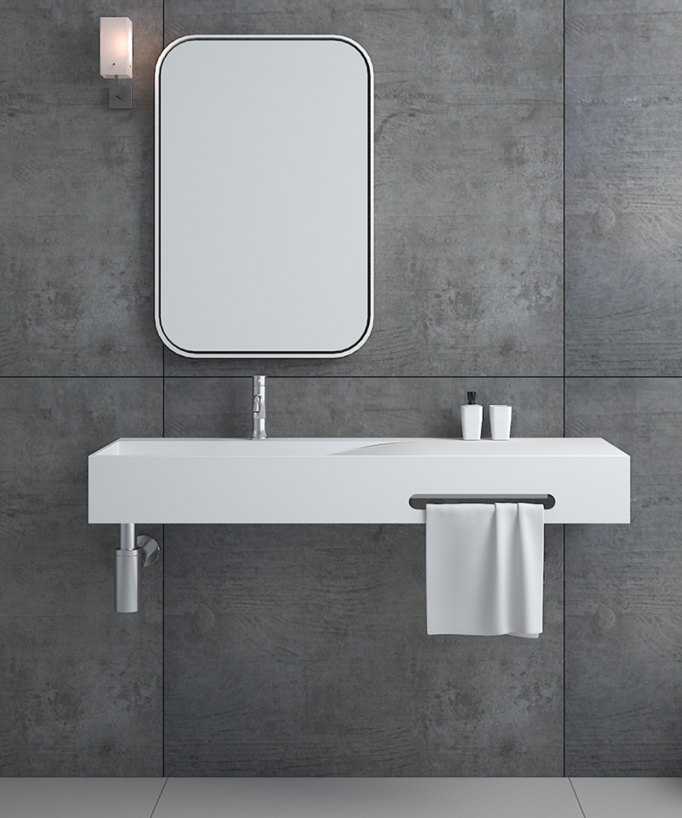 Lavabo rettangolare sospeso Bianco opaco - Gandajika