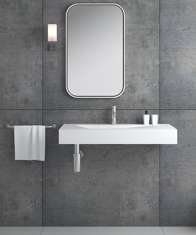 Lavabo rettangolare sospeso Bianco opaco - Kipushi
