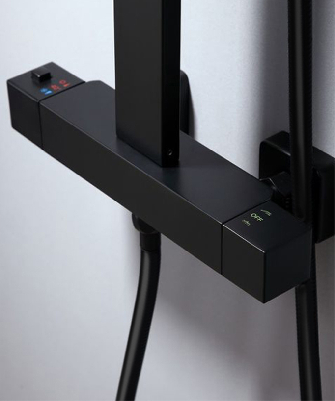 Colonna doccia termostatica moderna nera - Sirius