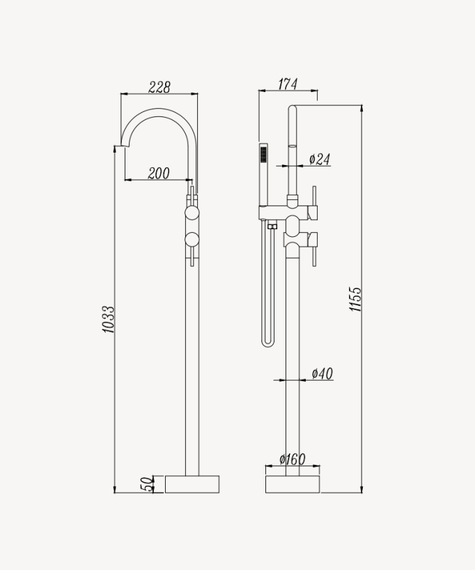 Robinet mitigeur bain-douche sur pied bronze - Corbeau