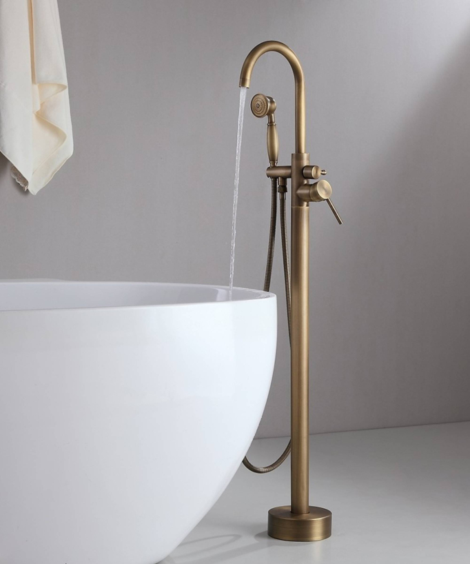 Robinet mitigeur bain-douche sur pied bronze - Corbeau