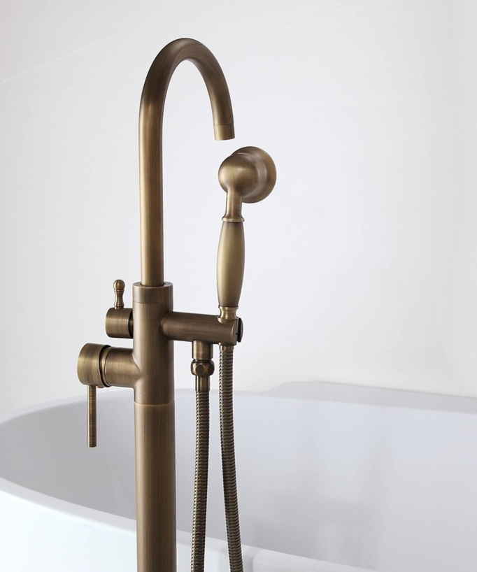 Robinet mitigeur bain-douche sur pied bronze - Corbeau
