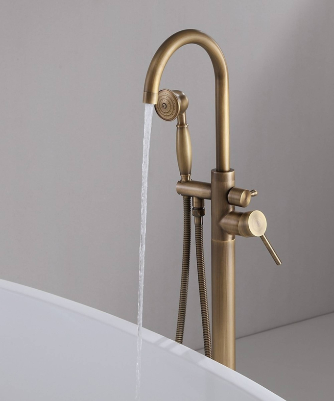 Robinet mitigeur bain-douche sur pied bronze - Corbeau
