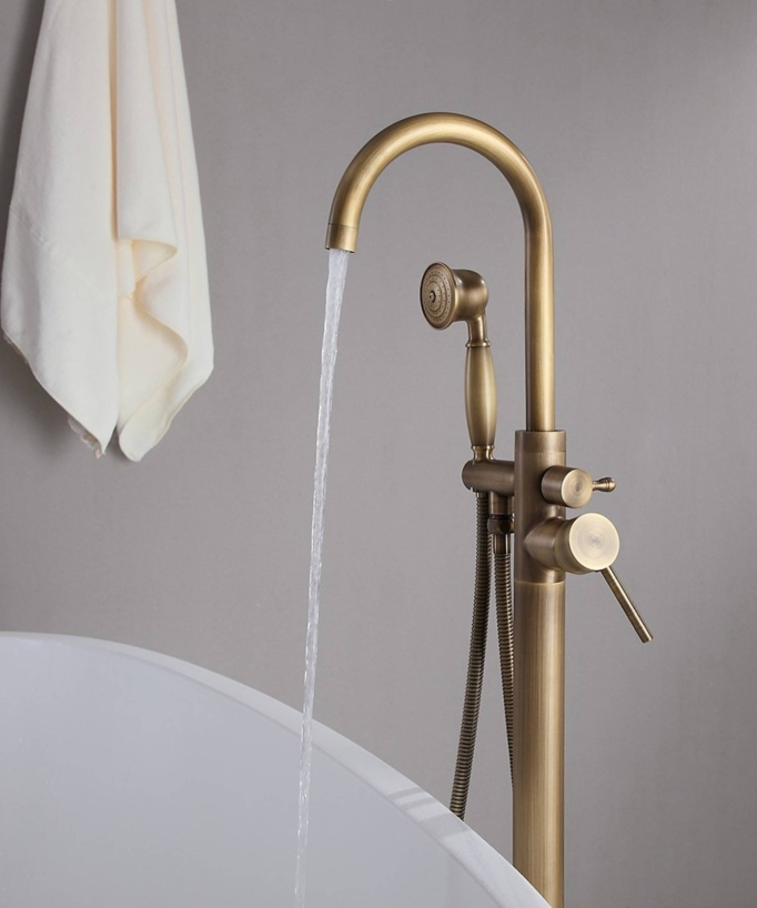 Robinet mitigeur bain-douche sur pied bronze - Corbeau