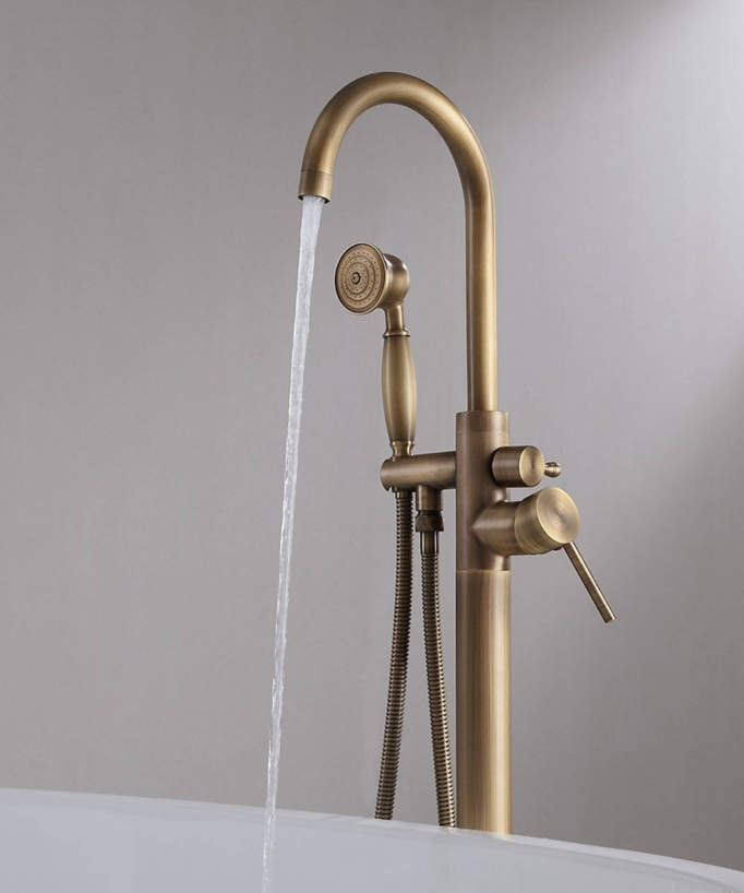 Robinet mitigeur bain-douche sur pied bronze - Corbeau